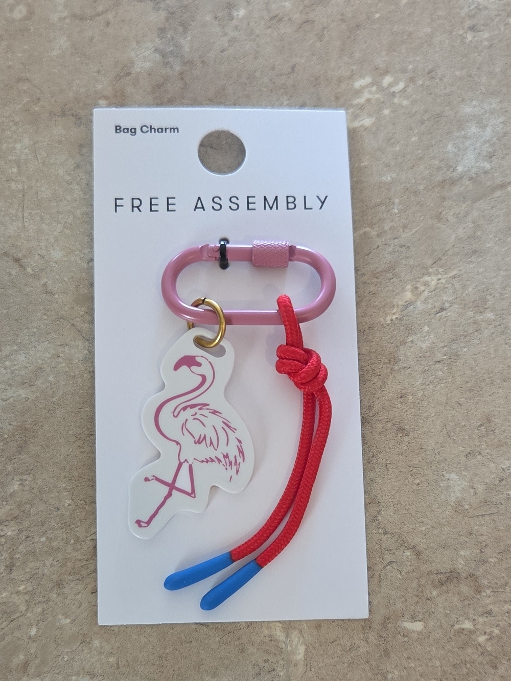 Free Assembly Pink Flamingo Key & Bag Charm with Red Tassel